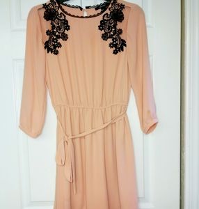 Forever 21 Black and Peach Crochet Dress